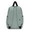 back view of seafoam green backpack with black trim