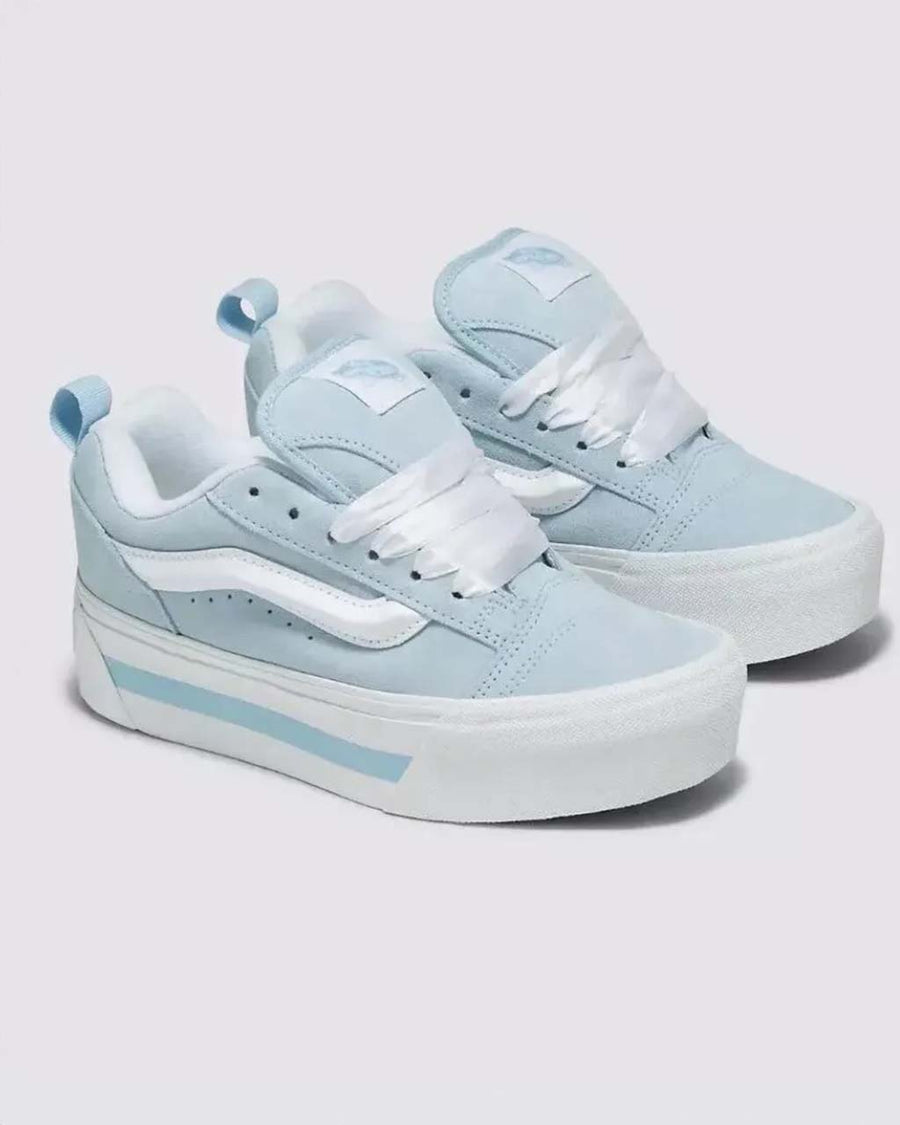 light blue sneakers with stackform sole and cushy base