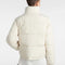 back view of model wearing cream cropped  puffer jacket