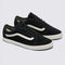 pair of vans black lowpro sneaker with white iconic stripe