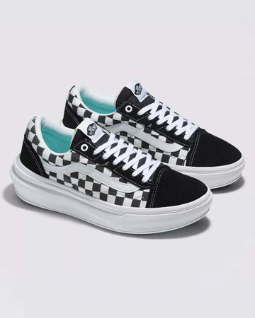 black and white checkerboard shoes with cushy stackform sole 