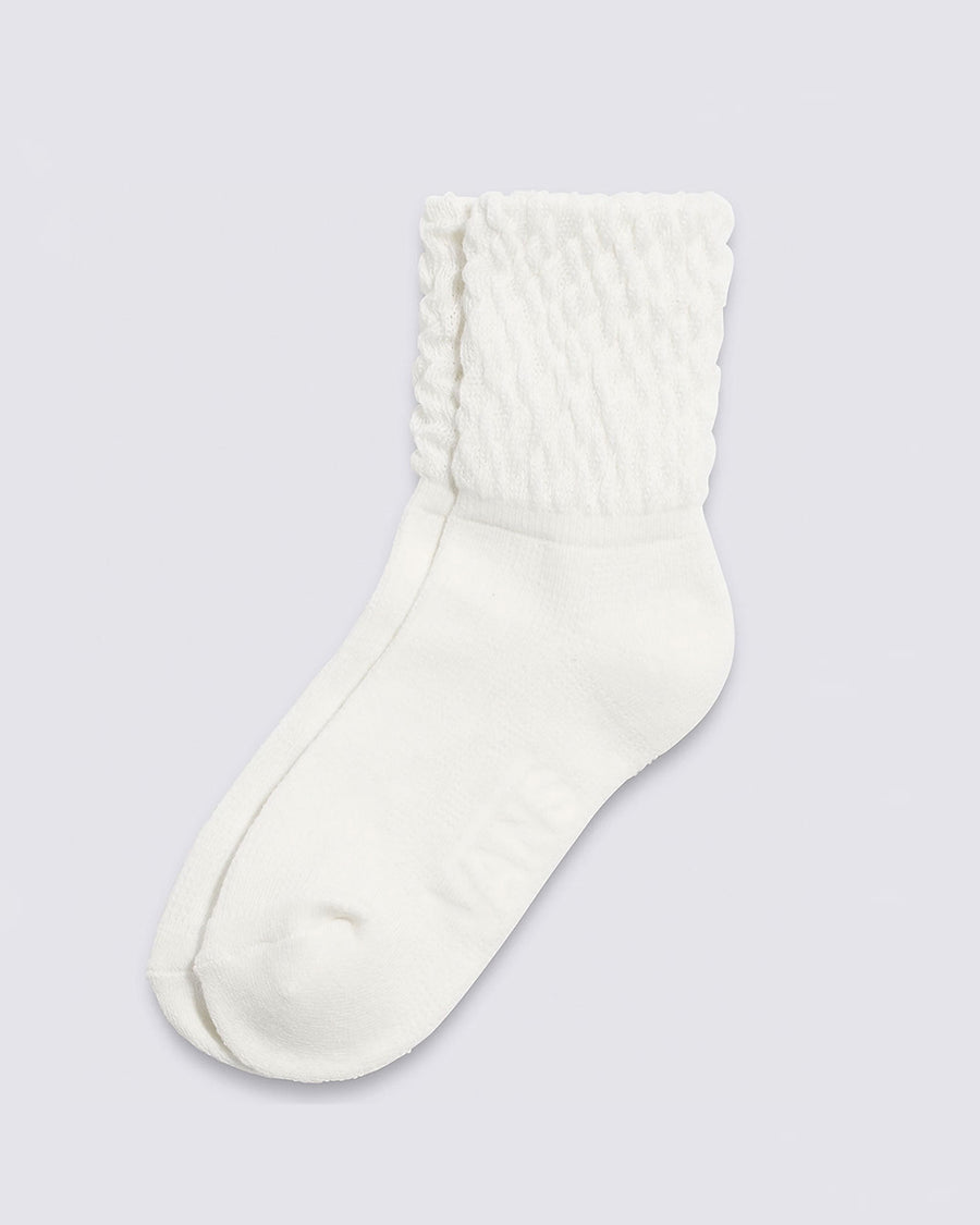 cream scrunch high crew socks