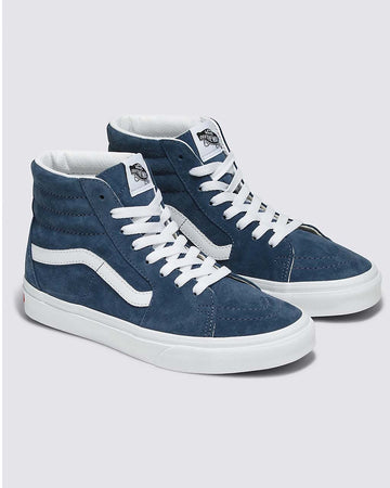 vintage indigo suede pigskin sk8-hi sneakers with the iconic white stripe