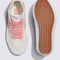 top and bottom view of sand sk8-hi tapered sneakers with pink laces and trim