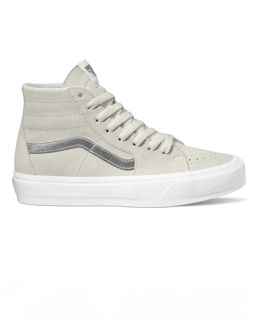 sandy taupe sk8 hi tapered sneaker with metallic silver stripe