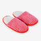 pink checkered slip on slippers with fuzzy interior