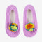 lilac knitted slip on slipper socks with rainbow pom