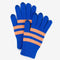 peach and cobalt striped gloves with tech compatible fingertips