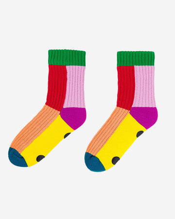 colorful color block house socks