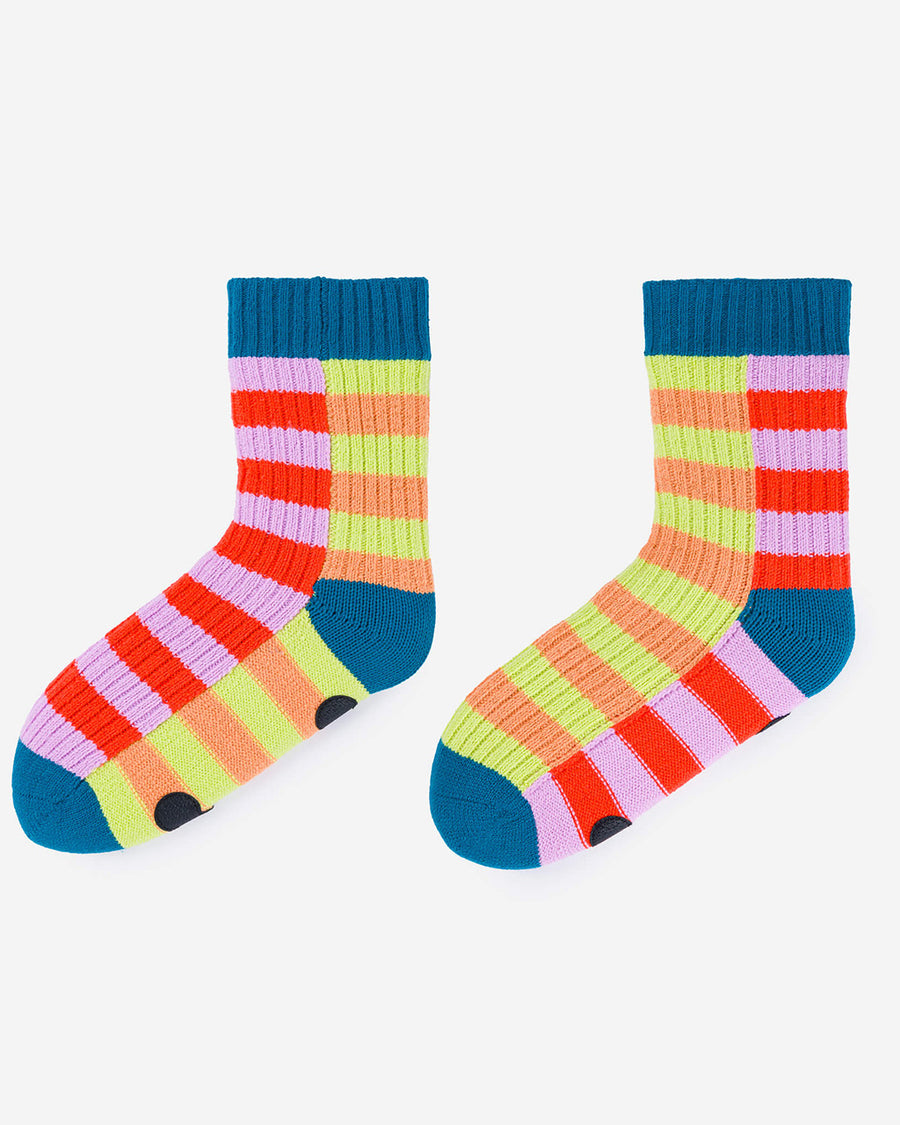 multicolor stripe ribbed socks