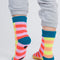 back view of multicolor stripe ribbed socks