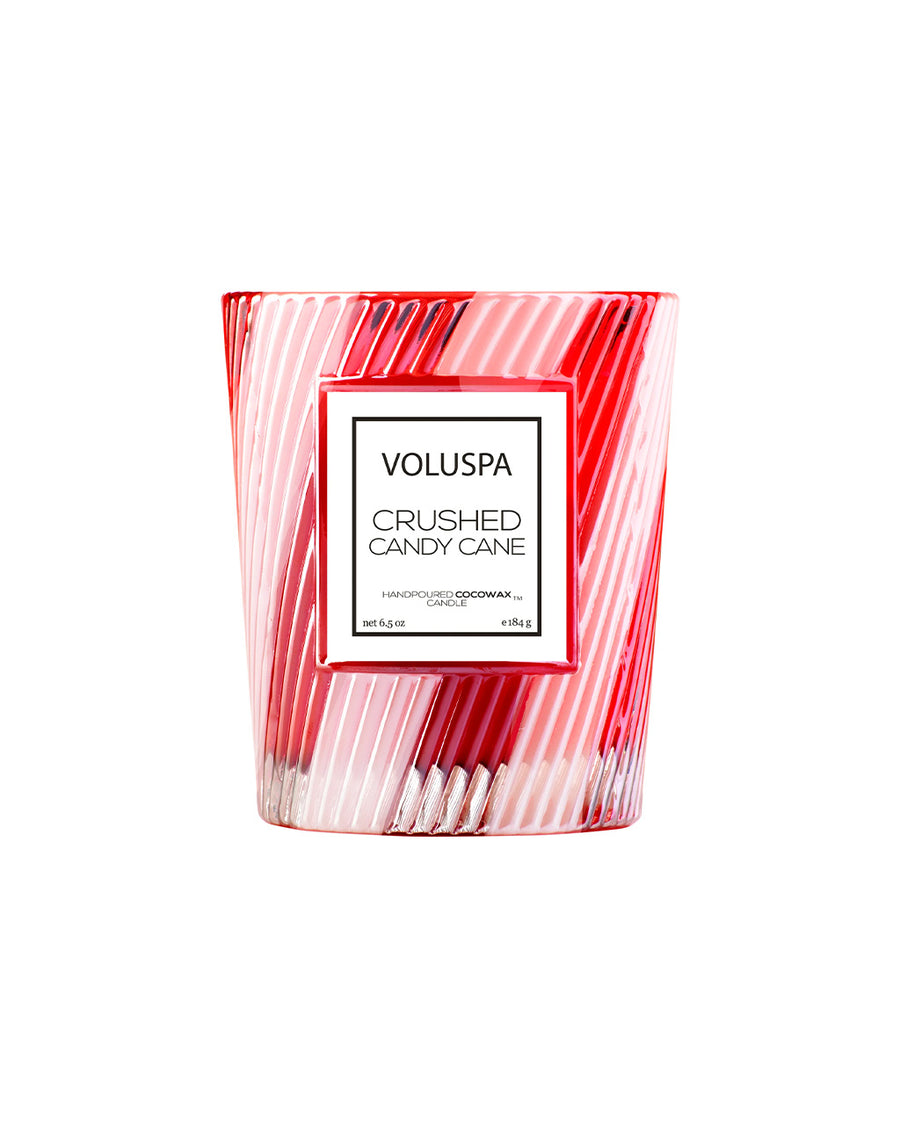 red and white striped candy cane scented candle