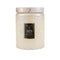 large 18oz. santal vanilla scented candle in a cream embossed vessel