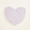 reverse side of lavender fuzzy heart shaped heating pad