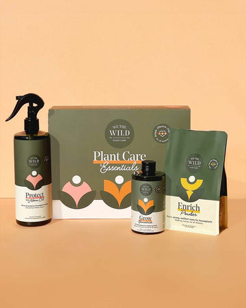 plant care kit Includes: Grow Concentrate: Plant food for fast acting absorption and wild nutrients from worm castings. Enrich Powder: Rejuvenates your soil, promoting healthy root growth. Protect Spray with Neem: Lemony-fresh scent and keeps leaves shiny by shielding against fungal issues, defending against stressors, and removing light-blocking dust.