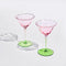 set of two pink tulip shaped champagne glasses