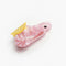 pink cajun shrimp hair claw with lemon detail on top