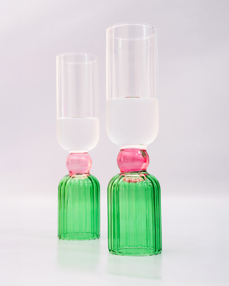 Tipsy Turvy Bar Glass Set - Green