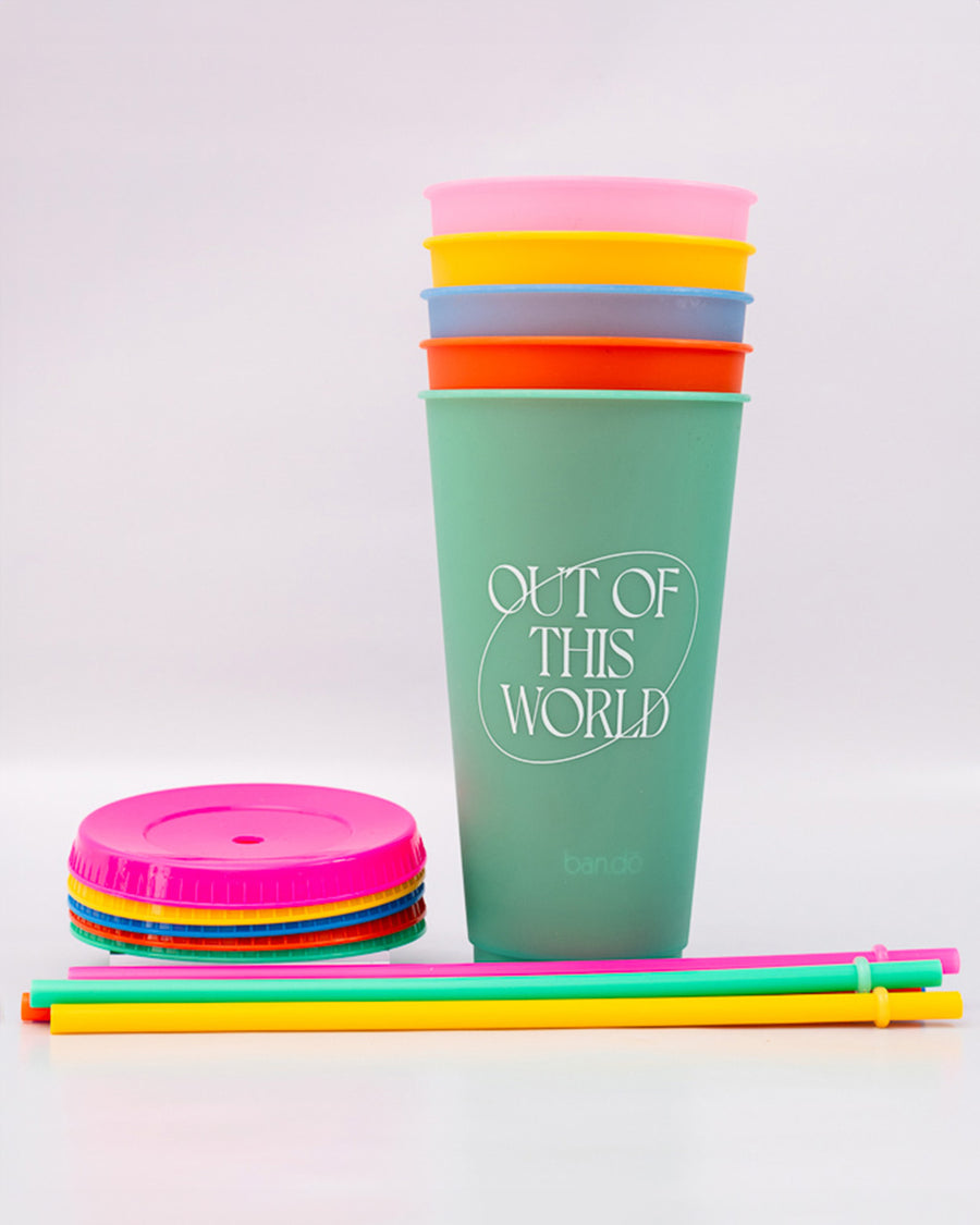 stacked set of 5 color changing cups