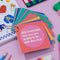 'with every little step you are moving in the right direction' card on pink background