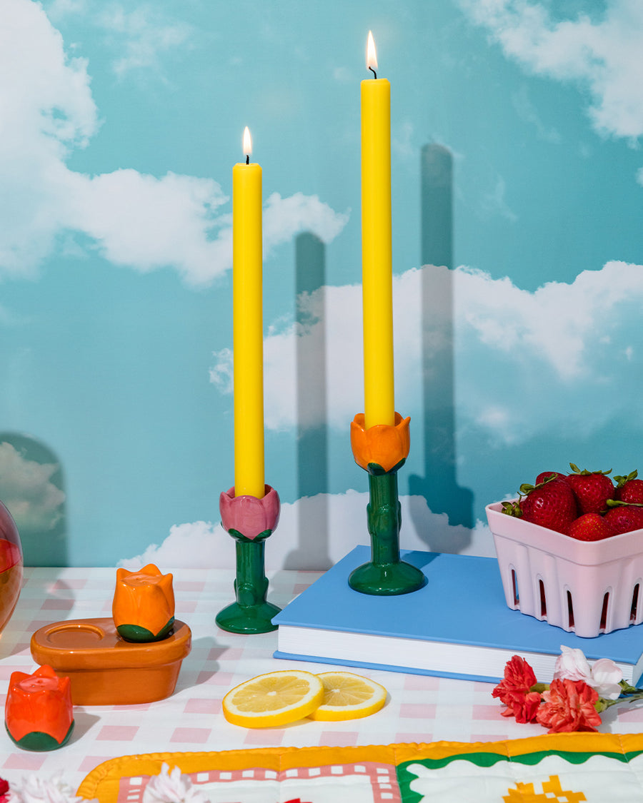 Candle Holder Set - Flowers