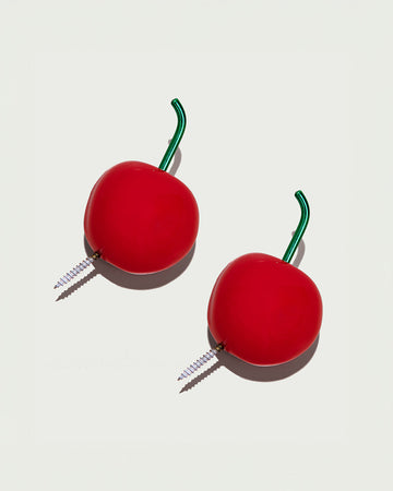 set of 2 cherry shaped hooks with screws