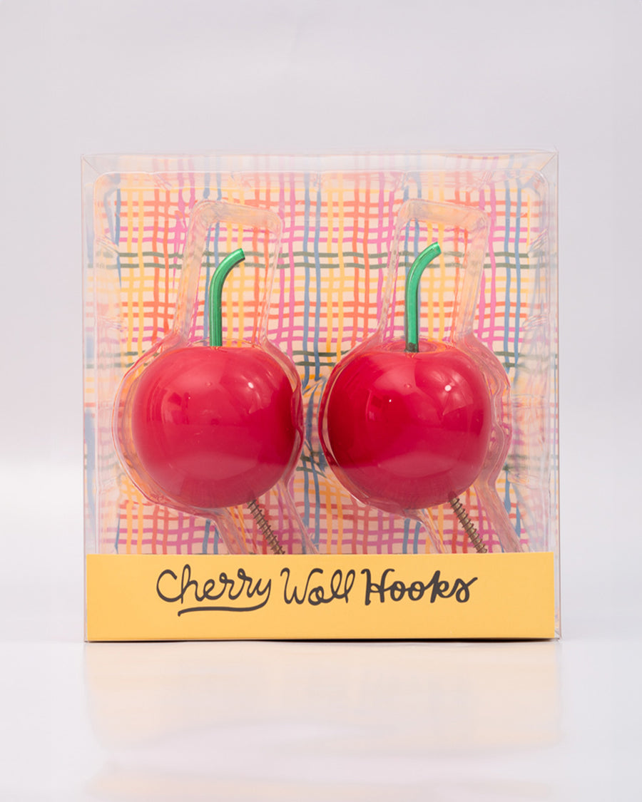 packaged set of 2 cherry shaped hooks