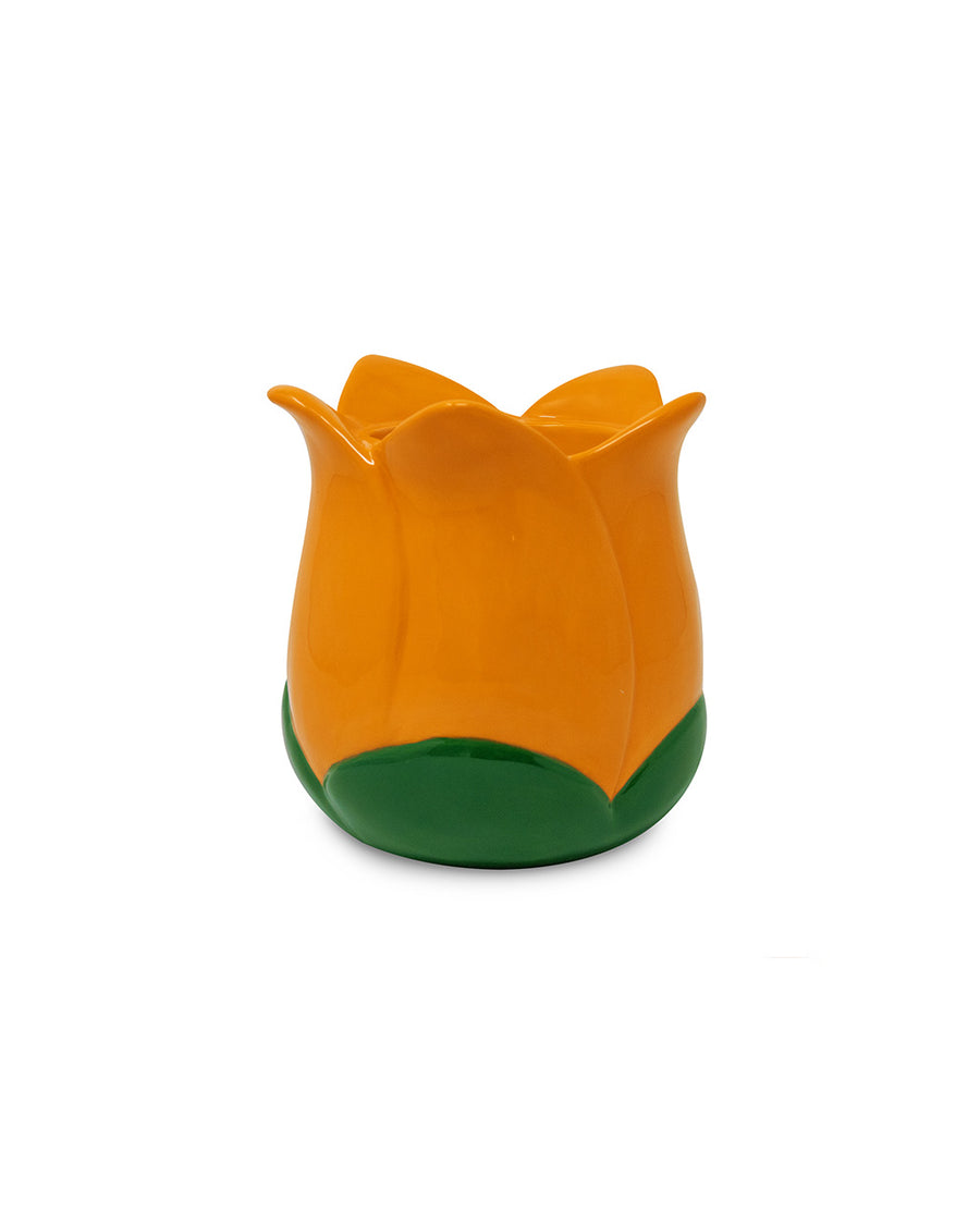 orange tulip shaped pencil holder