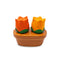 red and orange tulip salt and pepper shakers with brown pot tray