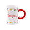 white 12 oz mug with red handle and 'you're the cherry on top' with cherry, star and tulip border