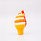 back view of ceramic orange and white swirled ice cream cone ornament