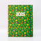 green soft cover 12 month planner with pink, red and orange abstract tulip print