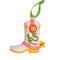 pink ceramic cowboy boot ornament with pink floral detail