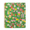 large rough draft notebook with green ground and vibrant abstract floral print