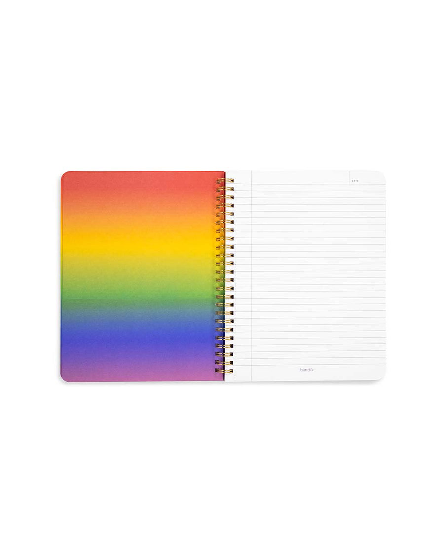 inside rainbow pages of mini notebook