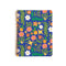 royal blue mini notebook with all over abstract star, floral and fruit print