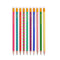 set of 10 pre-sharpened pencils with colorful checker print, stripes, and cute sayings