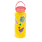 back view of yellow steel water bottle with pink lid and pink 'you're the cherry on top' across the front