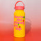 yellow steel water bottle with pink lid and pink 'you're the cherry on top' across the front on red and white gradient background