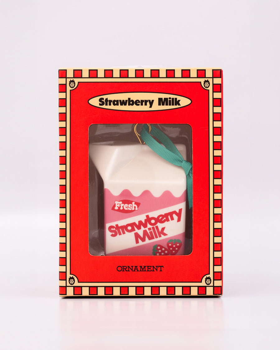 packaged ceramic strawberry milk carton ornament