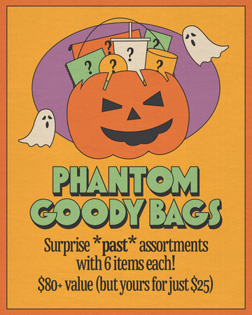 phantom goody bags. surprise *past* assortments with 6 items each! $80+ value (but yours for just $25)