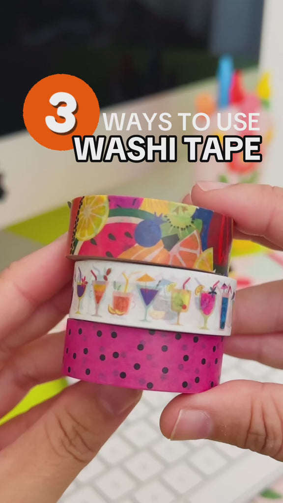 model using set of three summer print washi tape