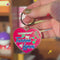 model showcasing tunnel of love keychain