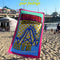 model unfolding emotional rollercoaster towel on the beach