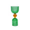 green double shot glass with yellow heart detail