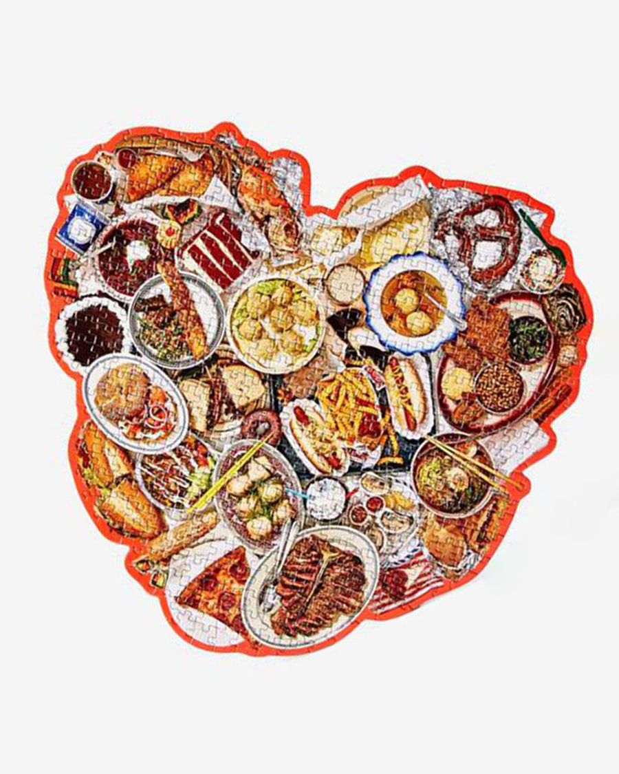 image of completed food puzzle in heart shape