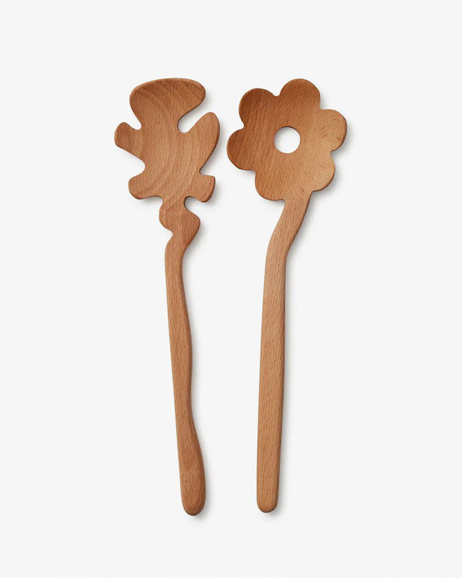 wooden flower shaped serving spoons