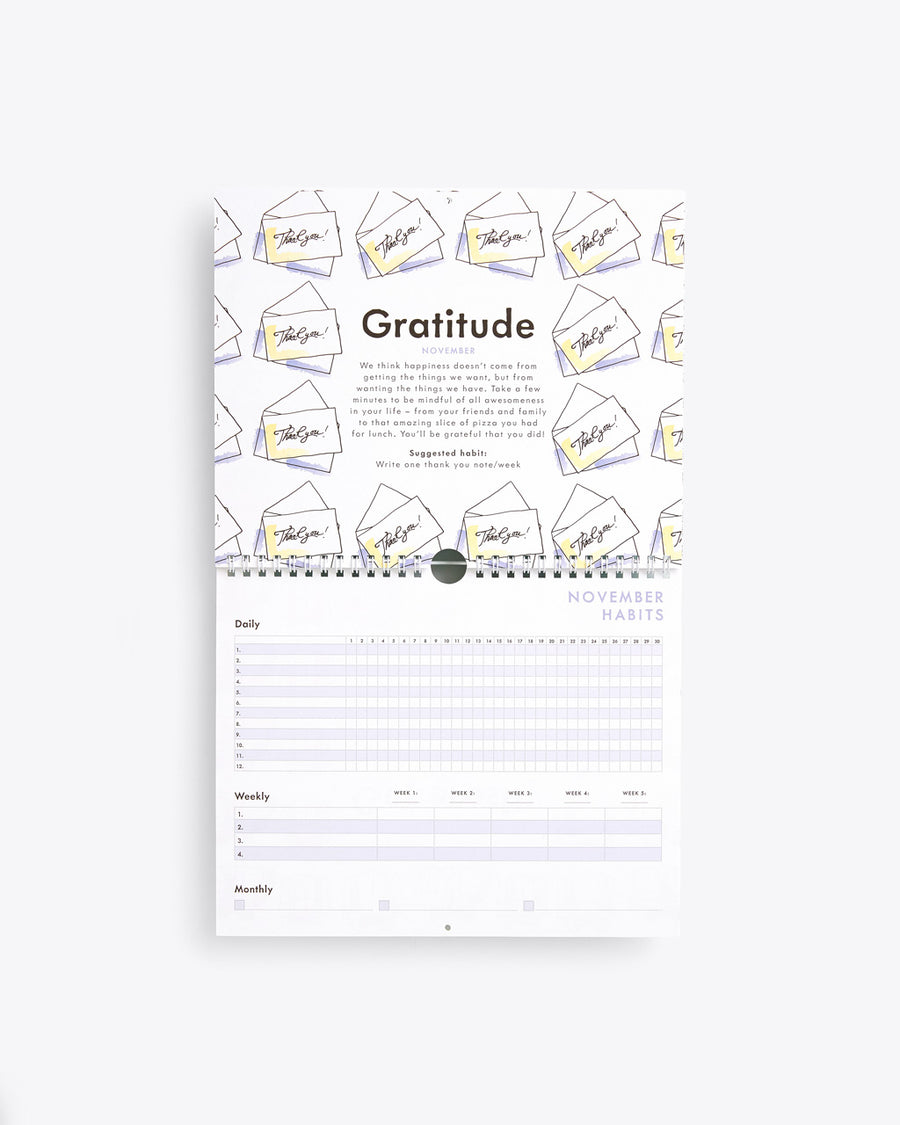 images of gratitude habits in calendar