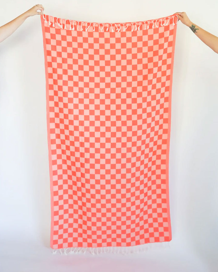 Turkish Towel - Coral Check