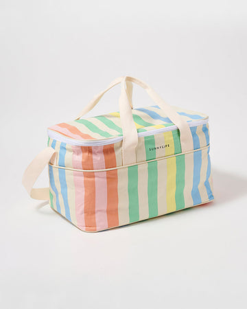 pastel vertical stripe cooler bag